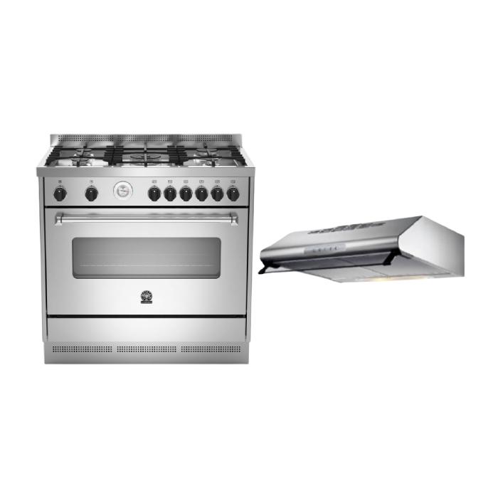 

Lagermania 90x60 cm 5-burner free standing gas cooker (ams95c81ax) + lagermania 90cm un...