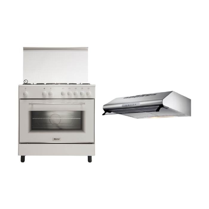 

Wansa 80x50 5-burner floor standing gas cooker (we8050w) + lagermania 90cm under-cabine...