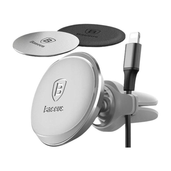 

Baseus magnetic air vent car mount holder with cable - silver