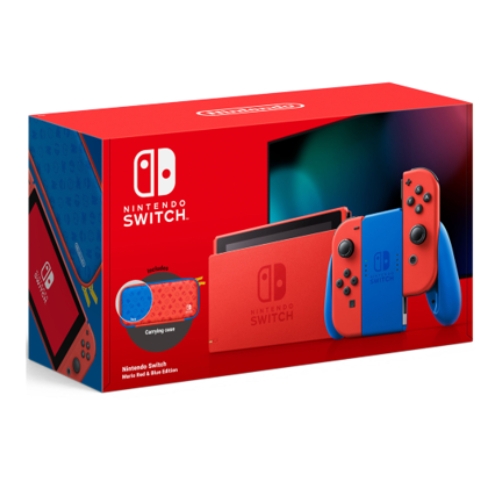 

Nintendo switch mario red & blue v2 neon extended battery + 3 assorted games + carr...