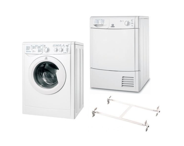 

Indesit 8kg 1400rpm ecotime front loading washing machine + indesit 8kg condenser dryer...