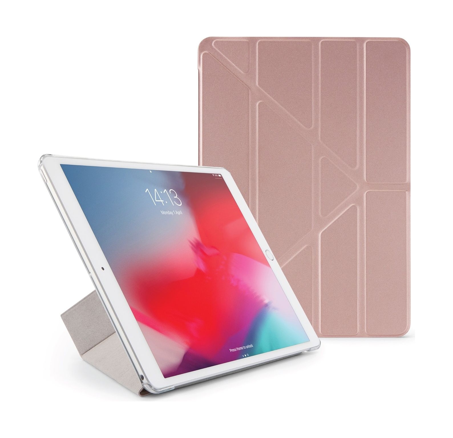 

Pipetto origami folding case and stand for apple ipad 10. 5 2019 - rose gold & clear