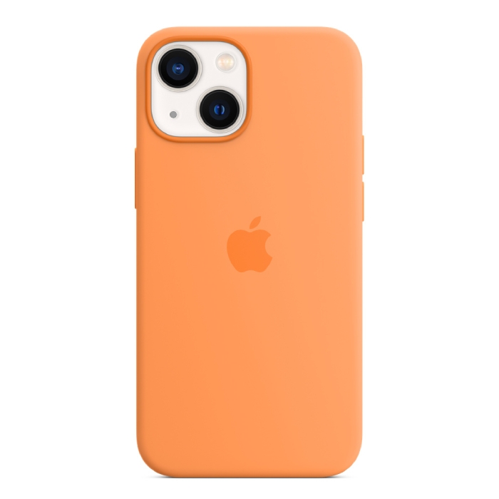 Buy Apple iphone 13 mini  silicone case with magsafe - marigold in Saudi Arabia