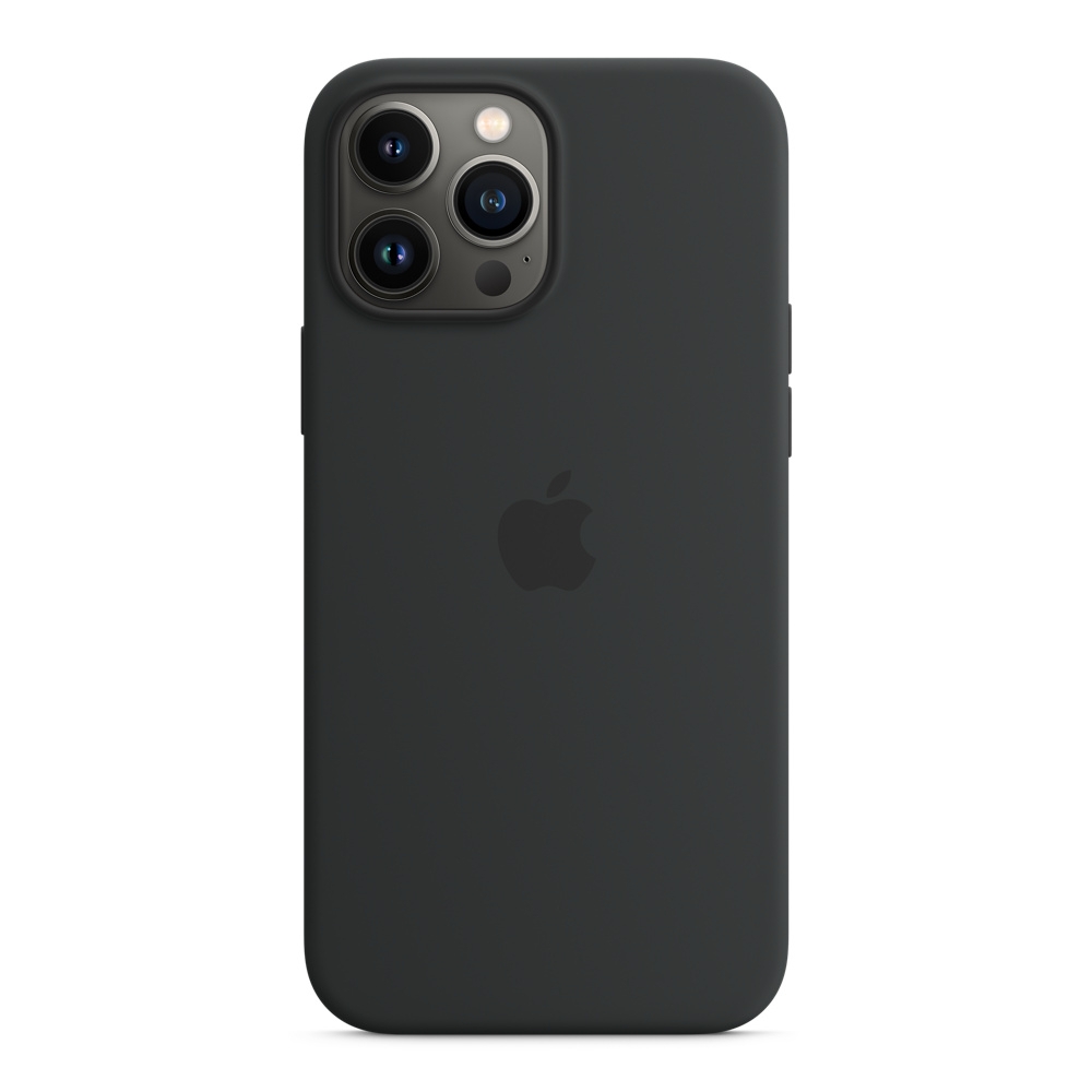 Buy Apple iphone 13 pro max silicone case with magsafe - midnight in Saudi Arabia