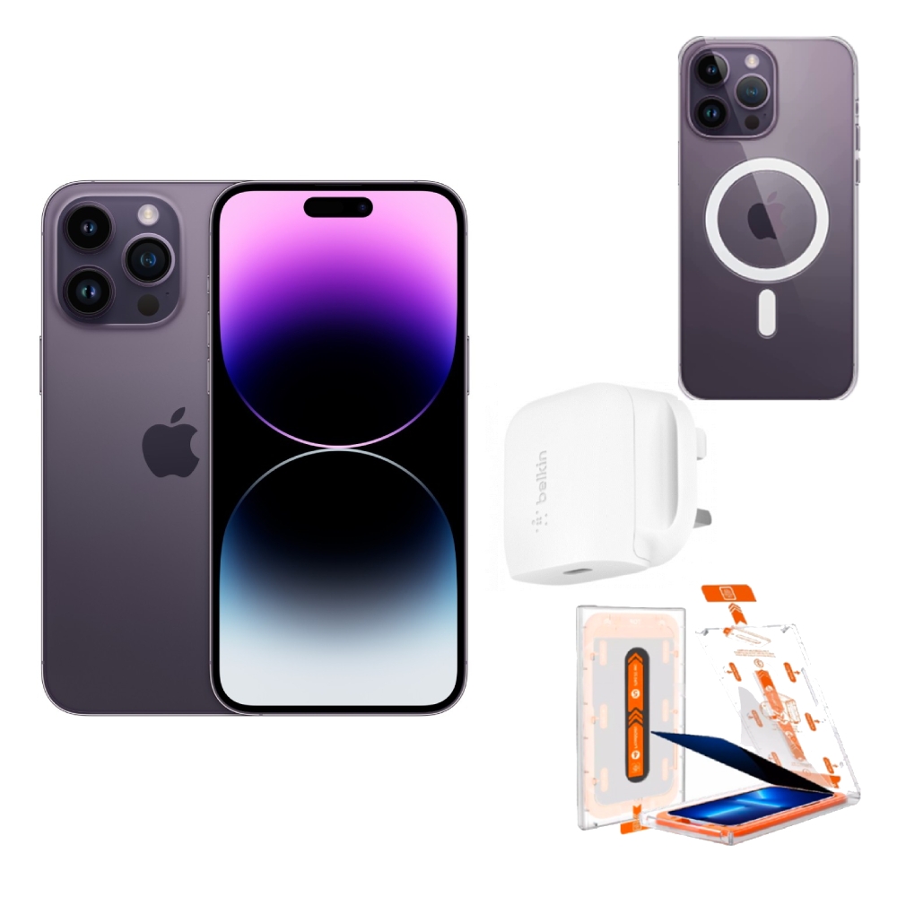 

Apple iphone 14 pro max 5g 256gb - deep purple + eq screen protector & applicator -...