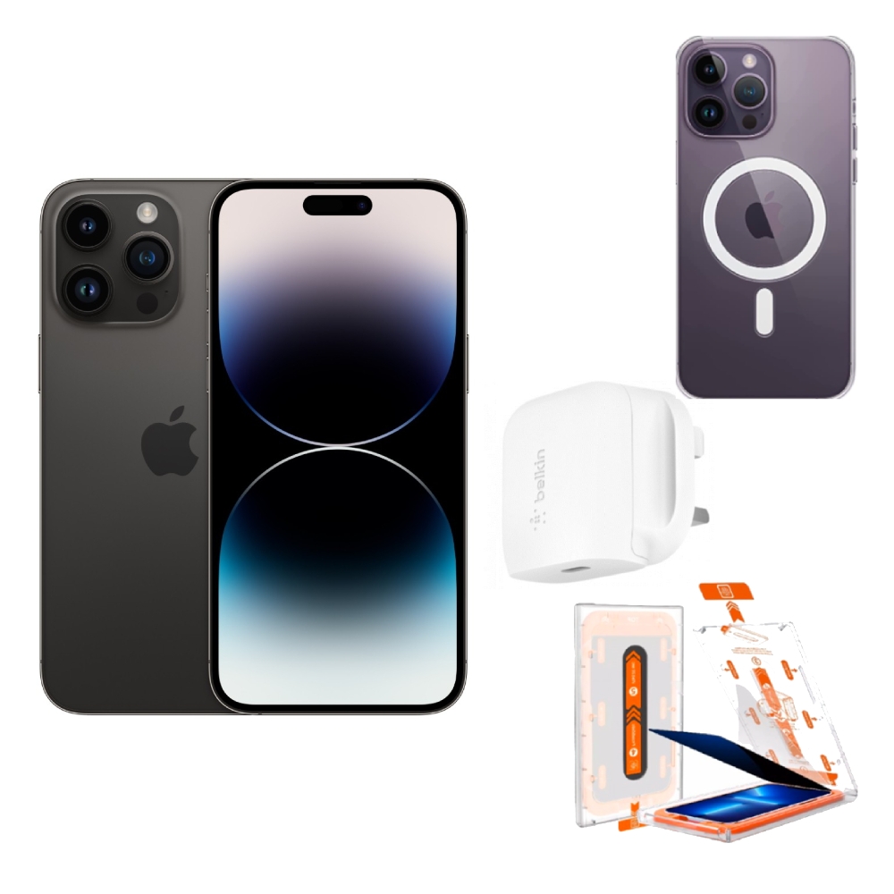 

Apple iphone 14 pro max 5g 128gb - space black + eq screen protector & applicator -...