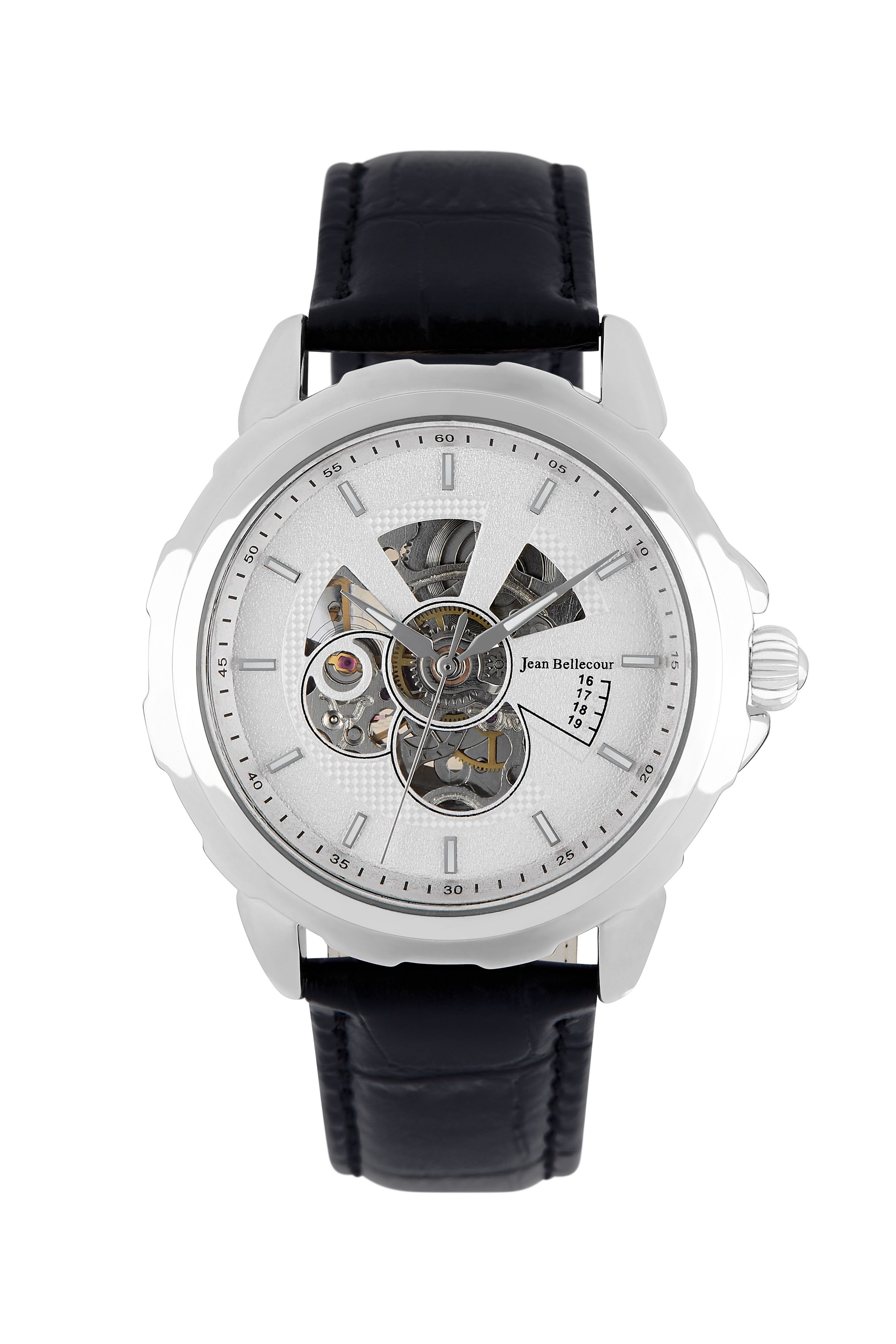 

Jean bellecour 40mm automatic analog gents leather watch (jbp1911) - black