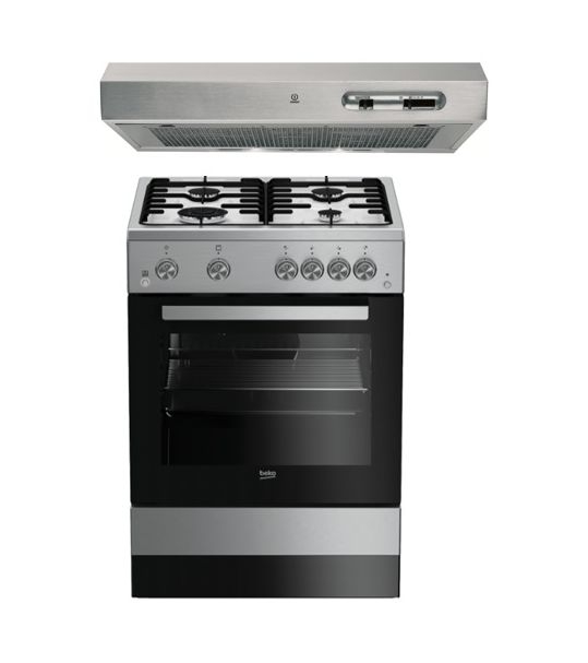 

Beko 60x60 4 burner gas cooker + indesit 60cm cooker hood