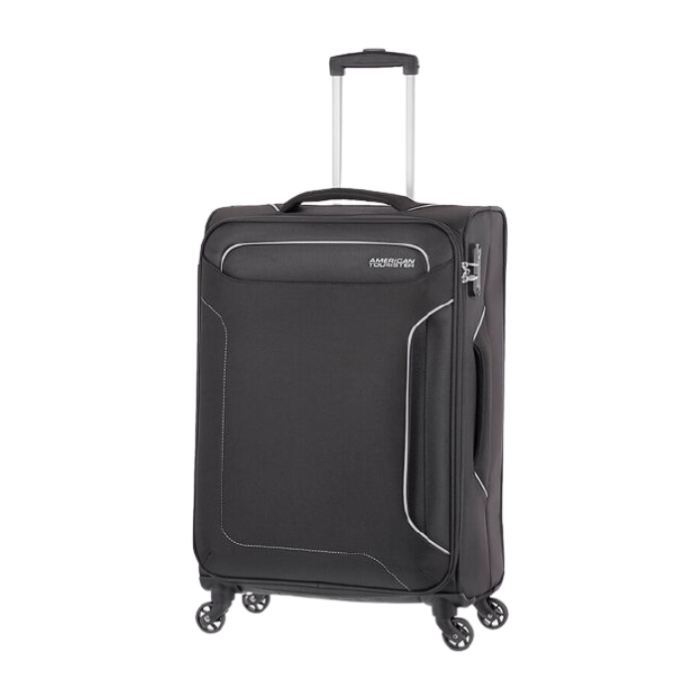 Buy American tourister holiday spinner soft luggage  80cm black in Saudi Arabia