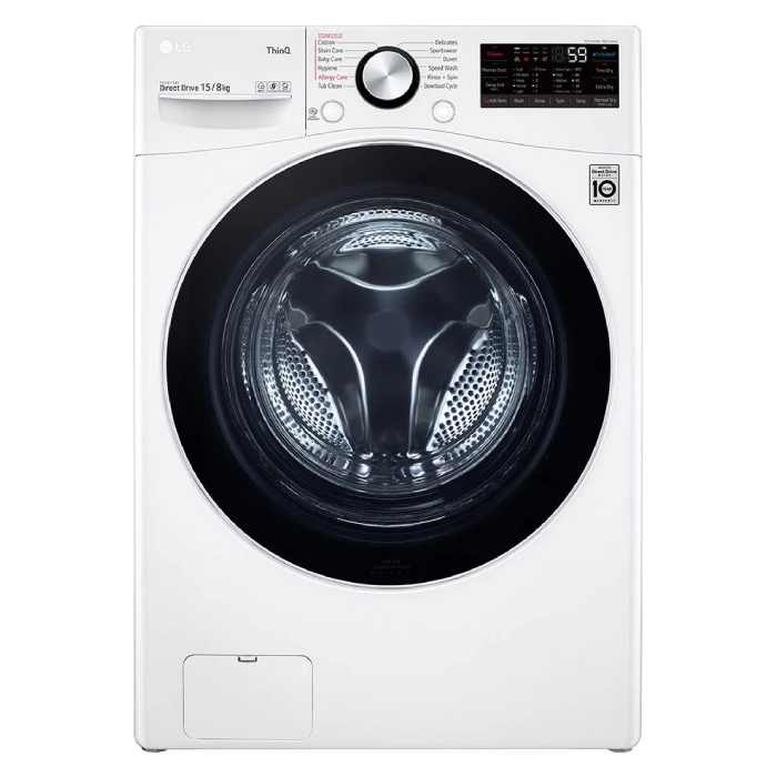 Buy Lg 15/8 kg front load washer dryer - white (ws1508wht) in Saudi Arabia