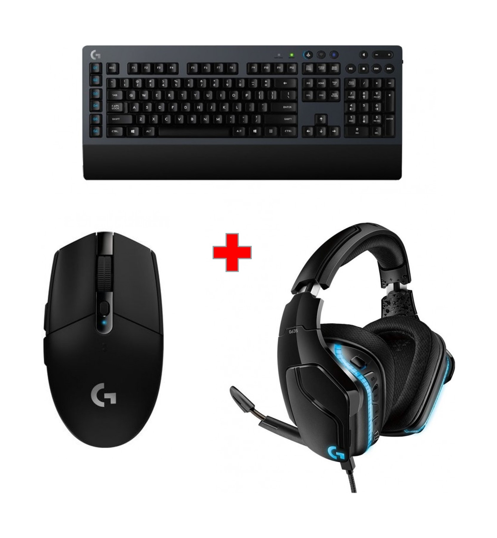 

Logitech g305 light speed wireless mouse + logitech g635 gaming headset + logitech g613...
