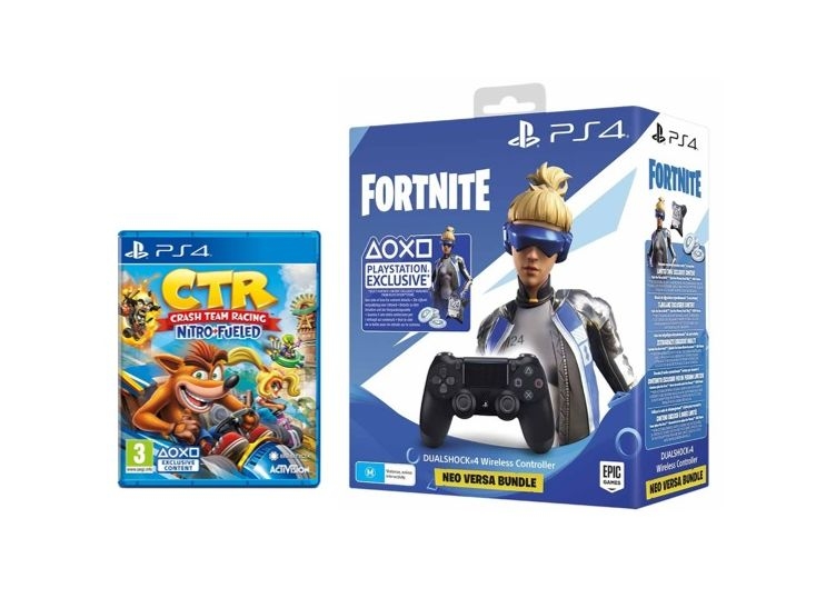 

Sony playstation 4 ds4 fortnite neo versa wireless controller + crash team racing nitro...