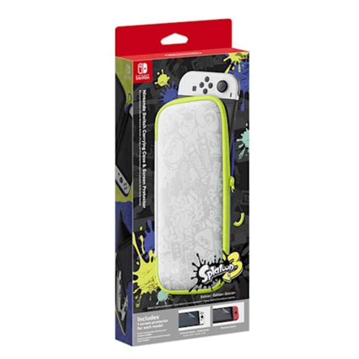 

Nintendo switch oled carrying case - splatoon 3 edition w/screen protector