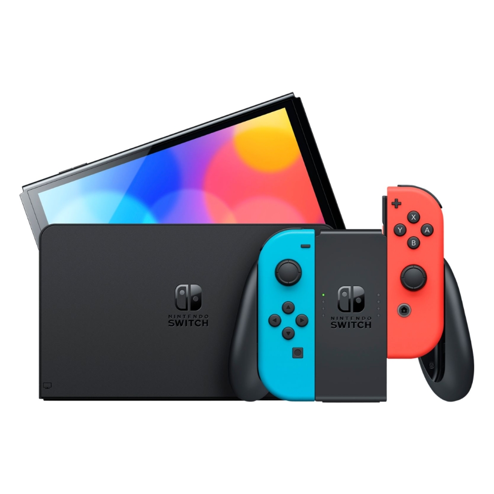 

Nintendo switch oled neon + mario party + 1 assorted game