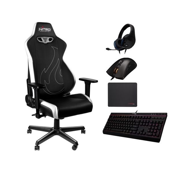 

Nitro s300ex gaming chair + hyperx gaming mouse + hyperx headset + hyperx mousepad + hy...