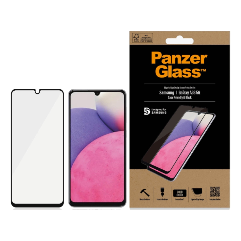 

Panzer screen protector for galaxy a33 5g phone - black