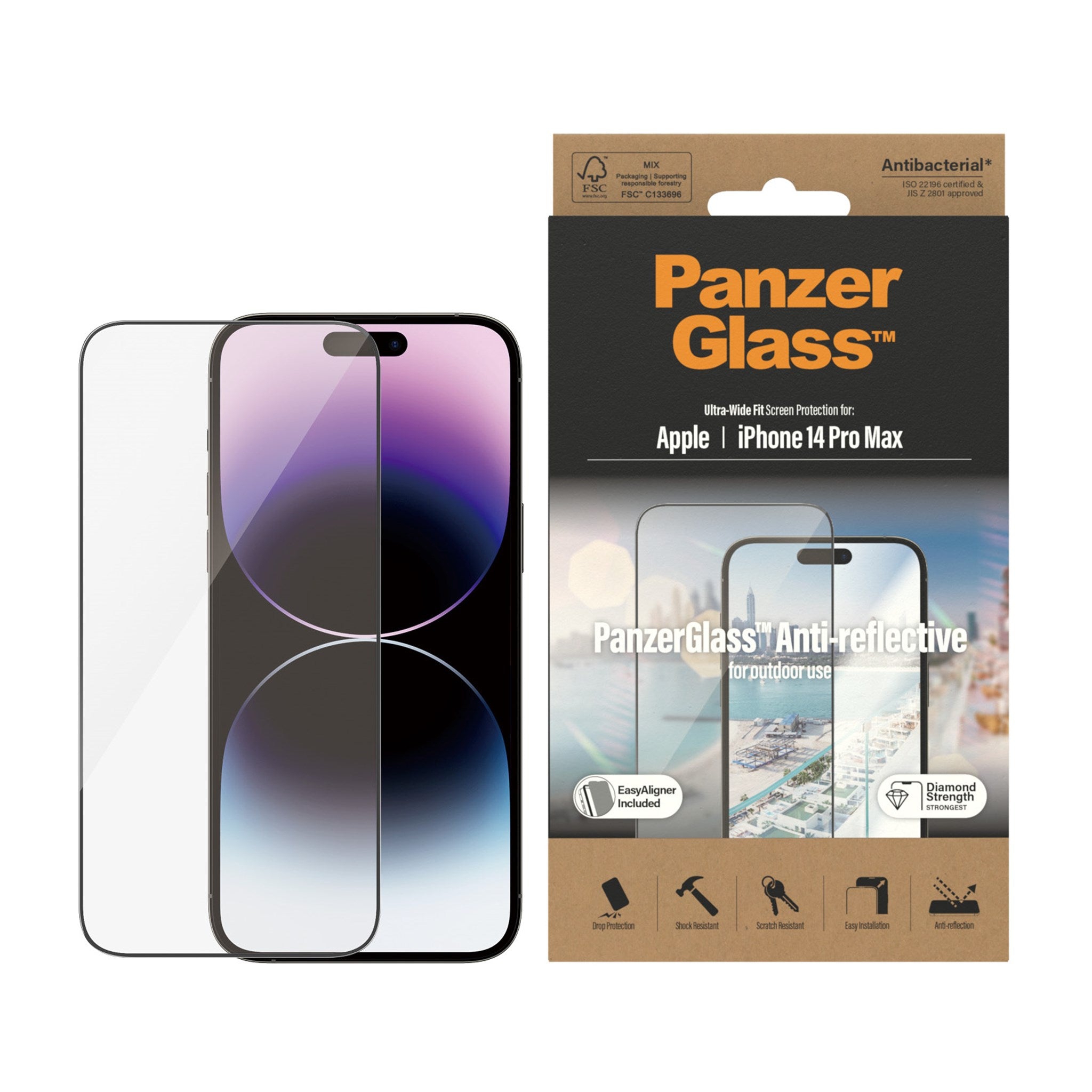 

Panzer screen protector with applicator iphone 14 pro max 6. 7 inch - anti reflect