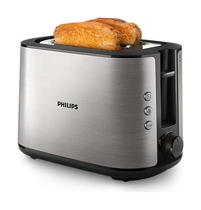 Philips viva collection toaster full metal, 950 w, hd2650/92 - silver/black
