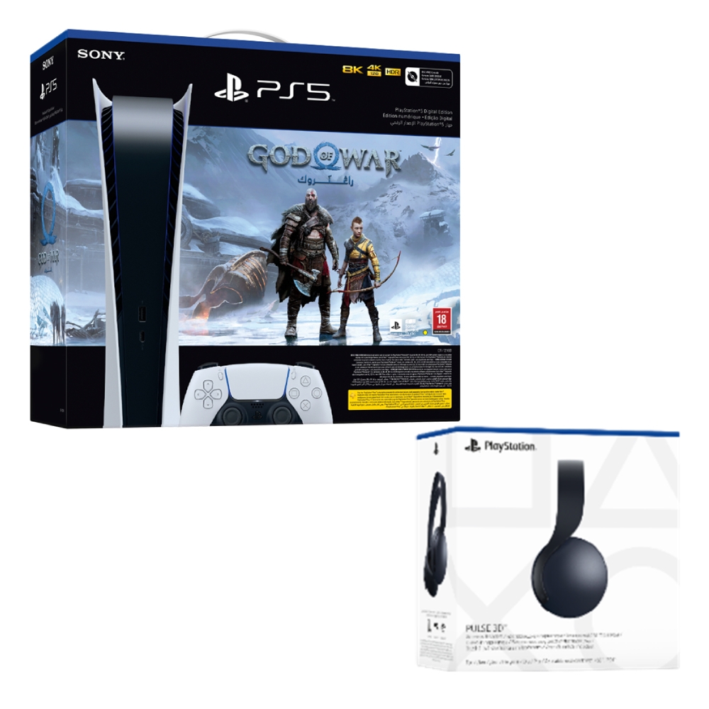 Buy Playstation 5 digital edition with god of war ragnarok voucher + pulse 3d wireless head... in Saudi Arabia