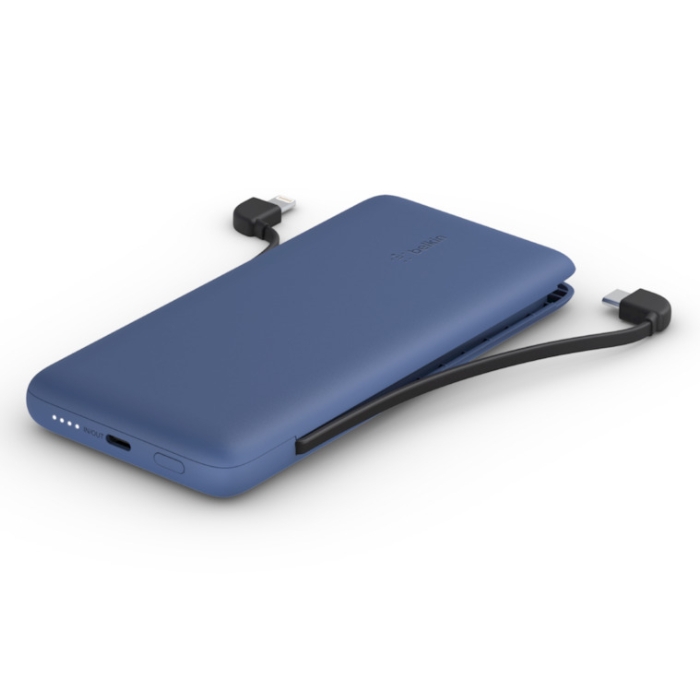 

Belkin 10000mah power bank with integrated usb-c + lightning cable - blue