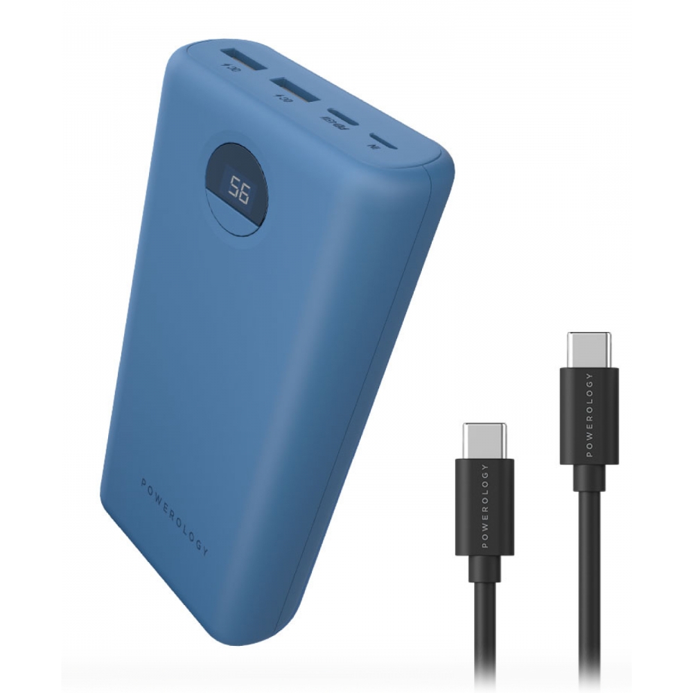 

Powerology 45w pd & qc3. 0 3 ports 30000mah power bank + usb-c to usb-c 0. 9m cable...