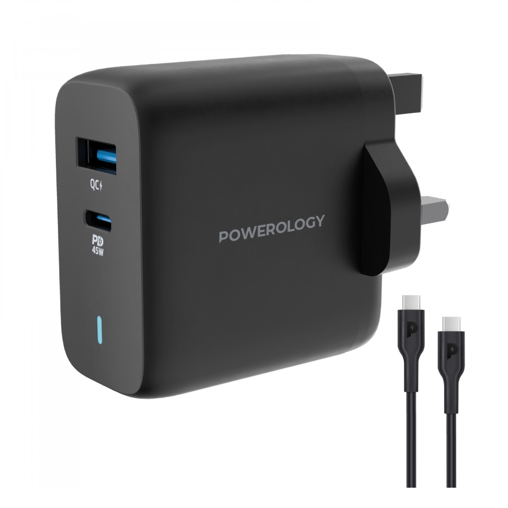 

Powerology 63w ultra-quick gan quick charger + type-c to type-c cable