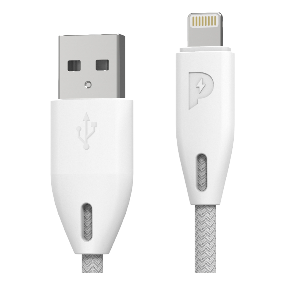 

Powerology braided usb-a to lightning 0. 25m cable - white