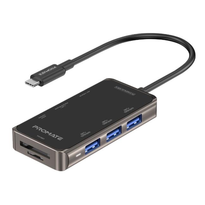 Buy Promate ultra-compact usb-c hub with 100w power delivery in Saudi Arabia