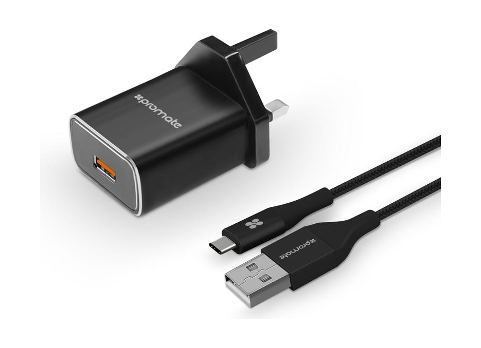 

Promate chargemate-qc3 ultra fast usb-c wall charger - black