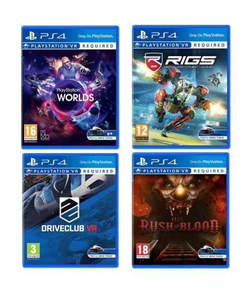 

Playstation vr worlds + rigs mechanized combat league + driveclub + until dawn: rush of...