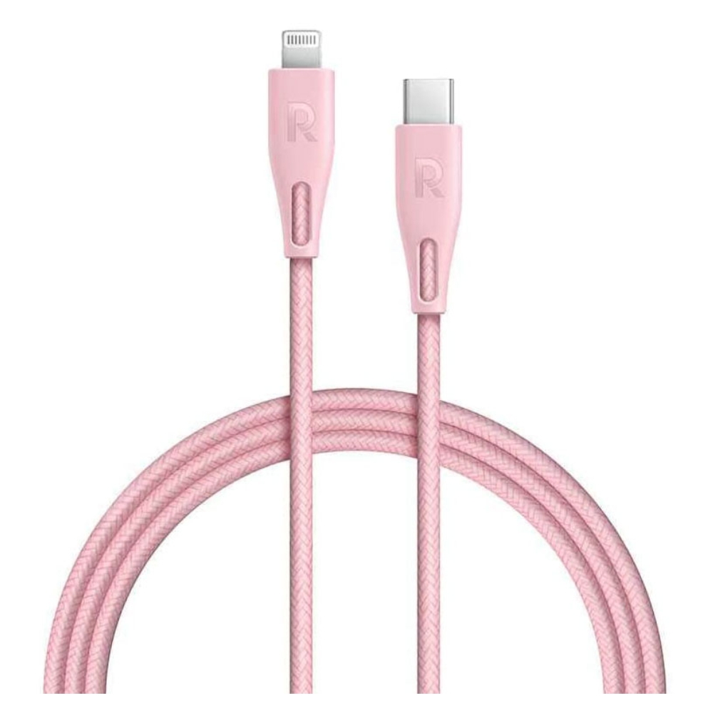 Buy Ravpower 2m type-c to lighting nylon cable - pink in Saudi Arabia