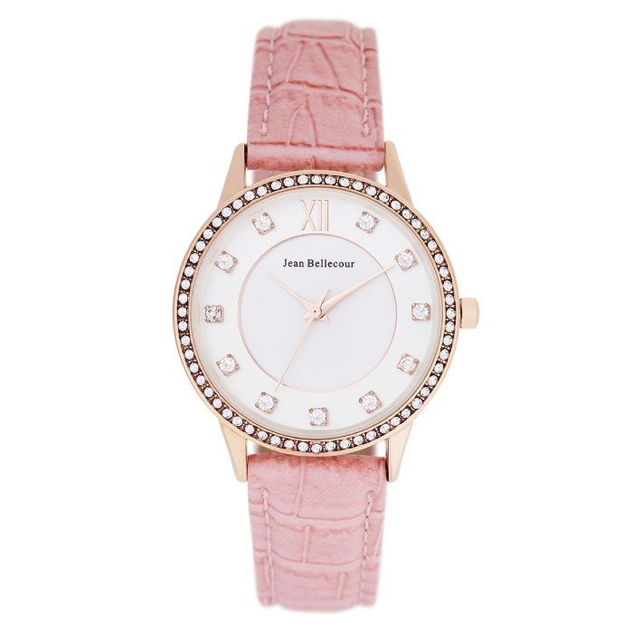 

Jean bellecour 33mm ladies casual analog leather watch - redk5