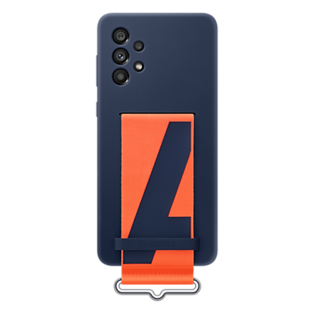 Buy Samsung galaxy a73 5g silicone cover with strap navy in Saudi Arabia
