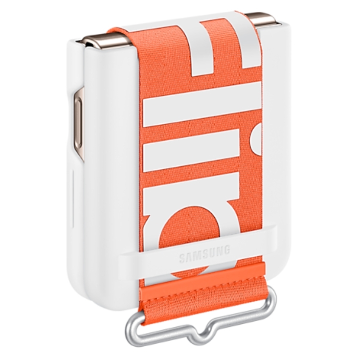 

Samsung silicone case with strap for flip 4 - white