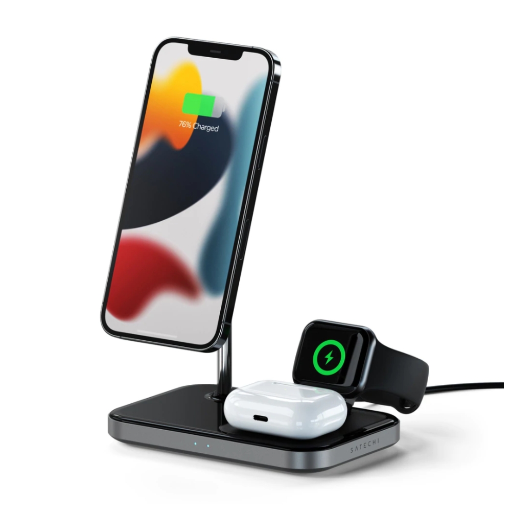 Satechi 3 in 1 magnetic wireless charger - space grey