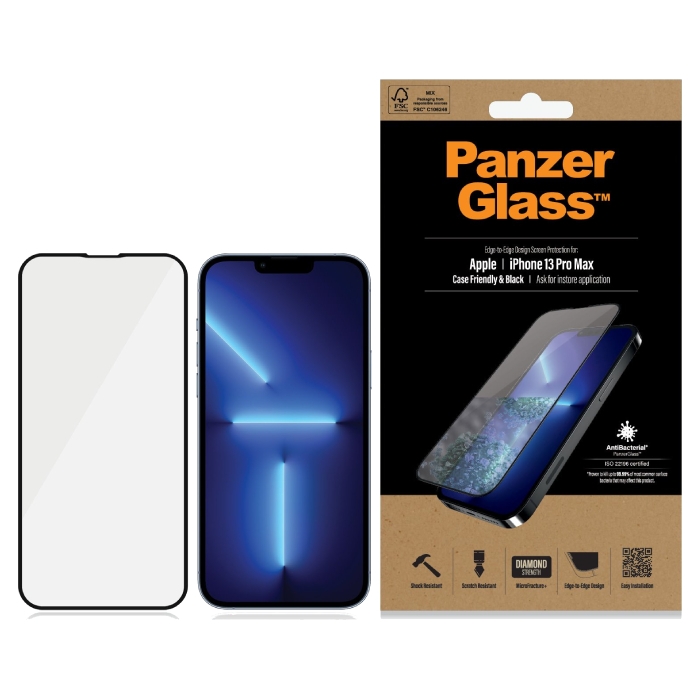 

Panzer iphone 13 pro max glass screen protector - clear