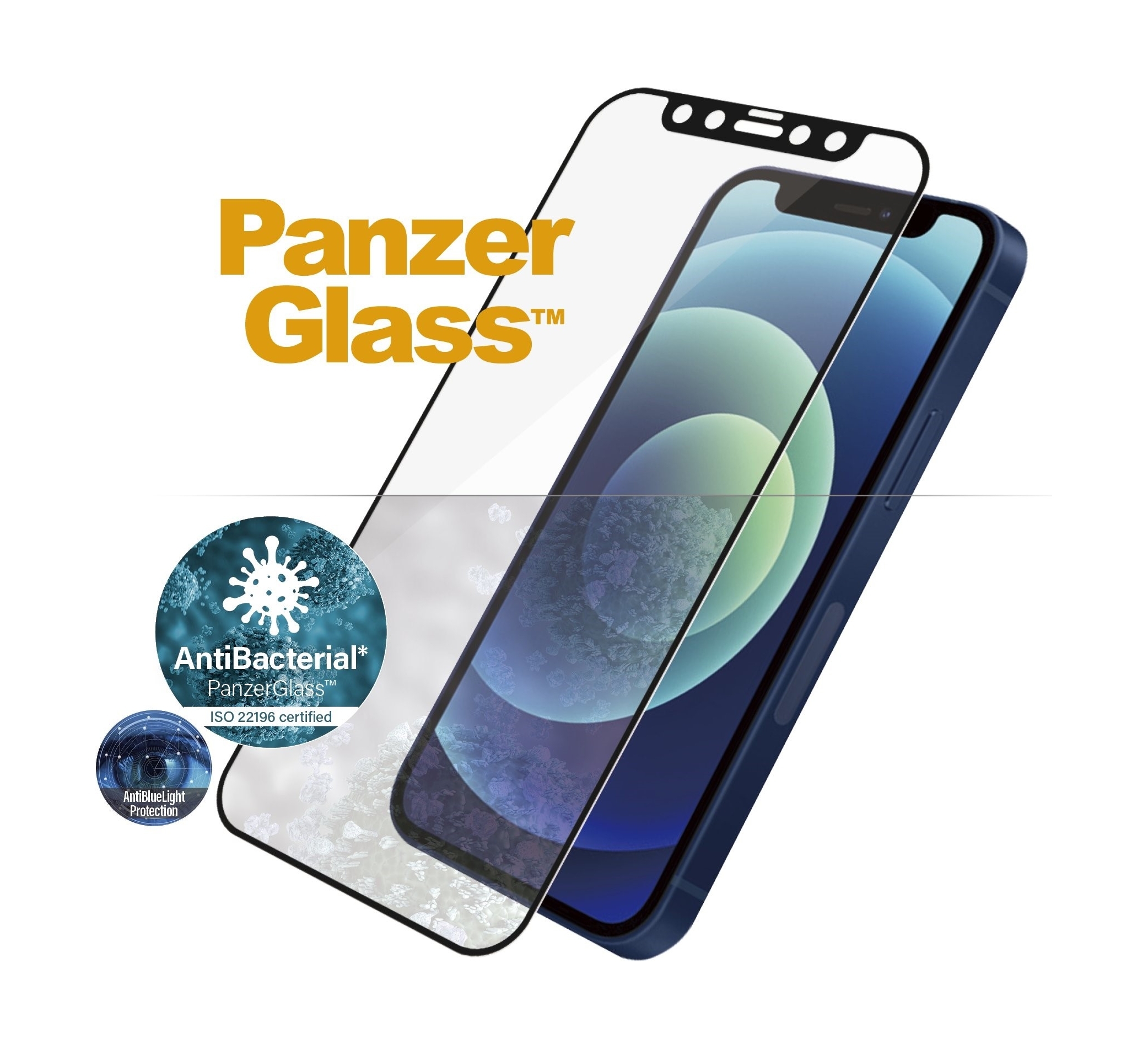 

Panzer iphone 12 pro max edge to edge screen protector with anti-bluelight