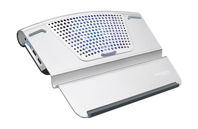 

Promate ergonomic multi-level aluminium laptop cooling stand - silver