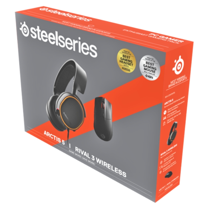 

Steelseries arctis 5 2019 edition gaming headset + rival 3 wireless gaming mouse bundle