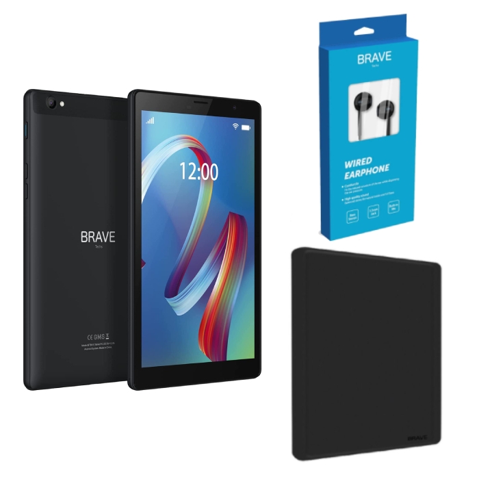 Buy Brave 2gb ram, 32gb, wi-fi, 8-inch tablet + case + earphones - black in Saudi Arabia