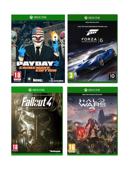 

Payday 2: crimewave edition + forza motorsport 6 + fallout 4 + halo wars 2