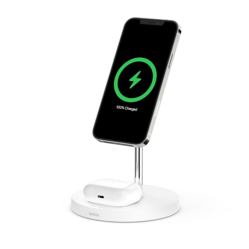 Buy Belkin magsafe 15w 2 in 1 wireless charger stand – white in Saudi Arabia