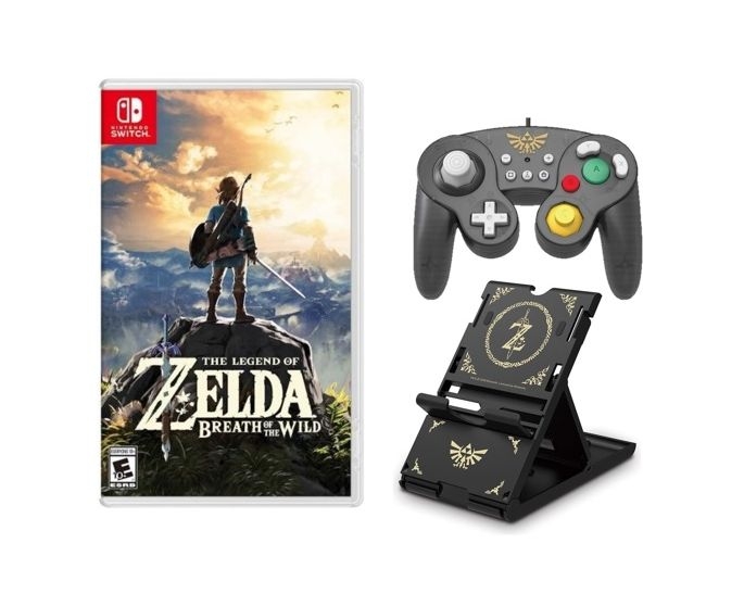 

The legend of zelda: breath of the wild game + controller + stand