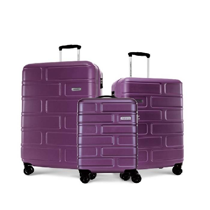 American tourister bricklane hardside spinner luggage set of 3, ge3x91008 purple price in