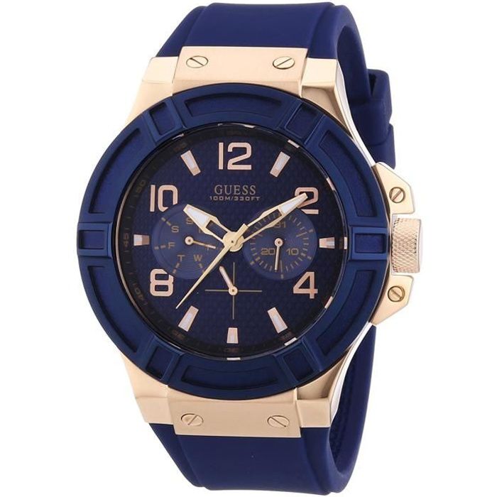 Guess men s rubber strap stainless steel case quartz watch w0247g3