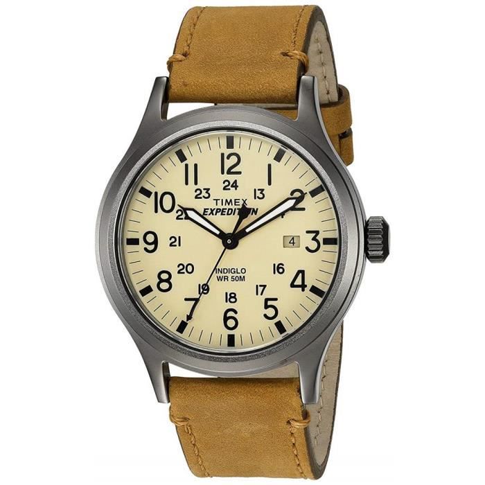 Timex expedition men s 40mm leather strap brass case quartz watch