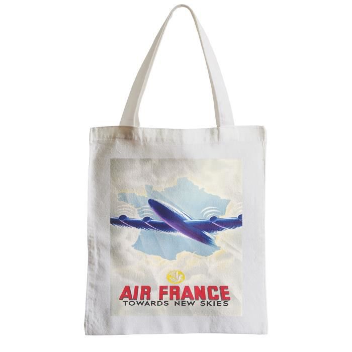 Large bag shopping beach student air france new skies retro