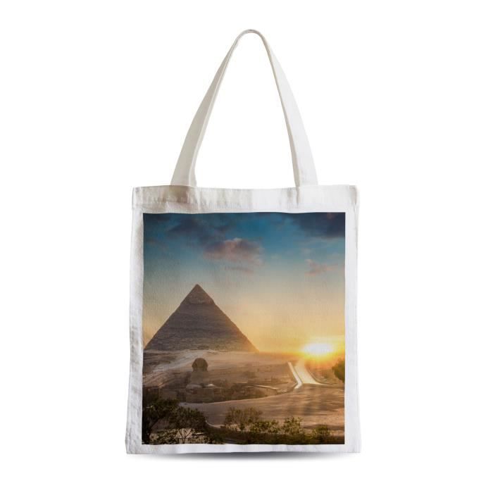 Large shopping bag beach student giza pyramids egypt sunset ancient