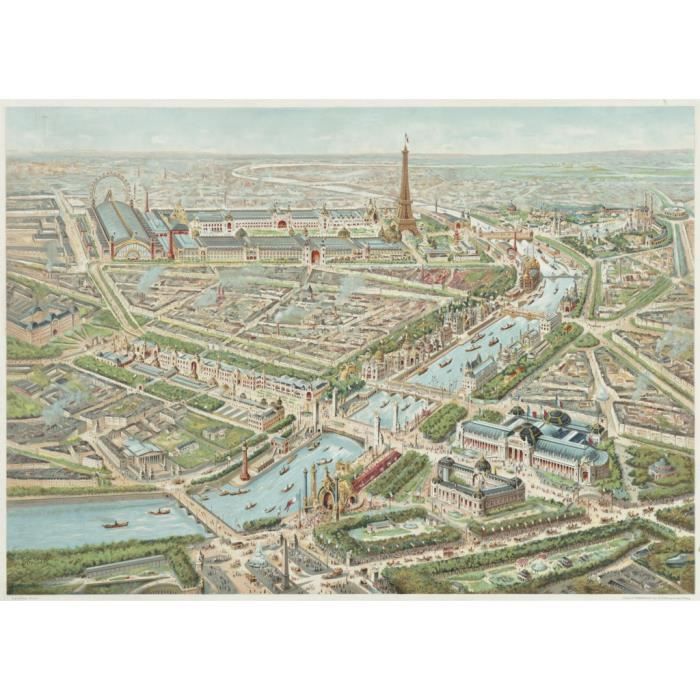 Poster poster universal exhibition paris 1900 paris drawing aerial view ...