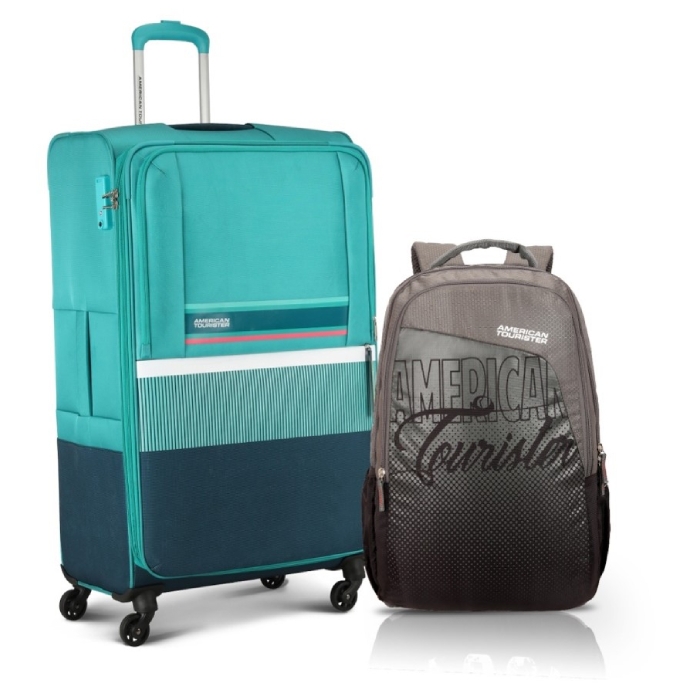 American tourister 68cm spinner sky park hard luggage blue price in